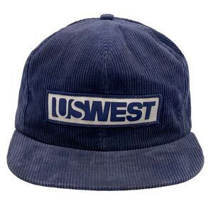 Vintage K-Products US West Snapback Corduroy Hat Blue USA Made (H26)